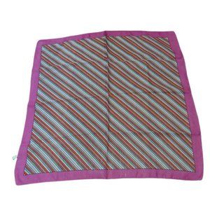 Morsly New York Vintage Pink Blue white brown Striped Square Italian Scarf 26"